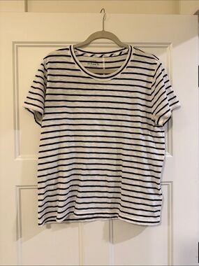 J. Crew White and Black Striped Short Sleeve Tee